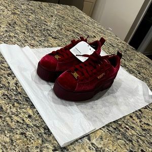 PUMA Platform Sneakers Mayze Velvet Red/Gold - Velvet Women’s Size 8